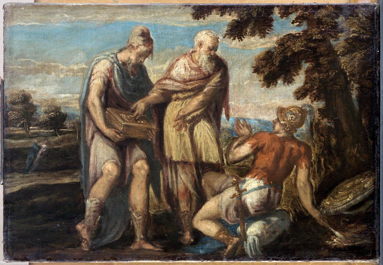 Manius Curius Dentatus (3eme siecle avant JC) par Schiavone, Andrea (ca. 1520-1582). Oil on canvas, size : 58x84, c. 1560, Art History Museum, Vienne 作者 安德里亚·夏维亚（Andrea Schiavone）