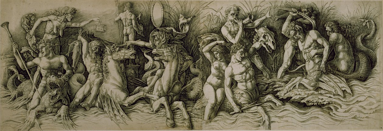 海神之战（纸上钢笔和棕色墨水 作者 安德里亚（Mantegna 的工作室）