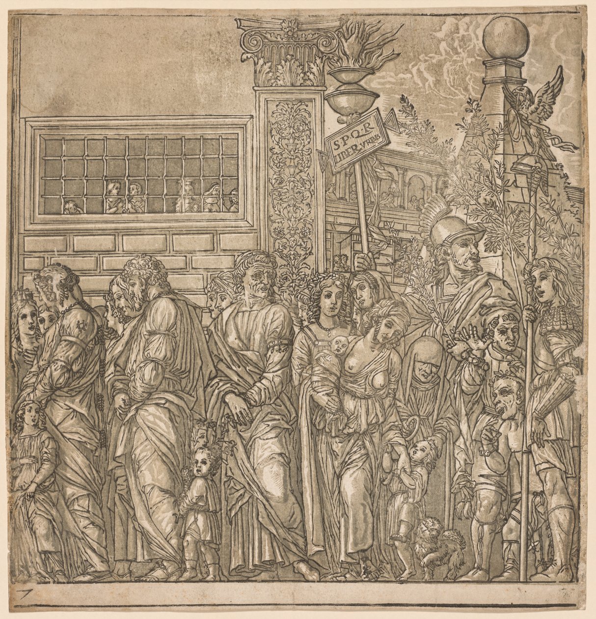 朱利叶斯·凯撒的胜利：男女老少游行，1593-99年。 作者 安德里亚（Andrea Andreani）