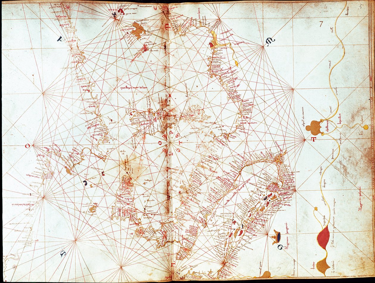 水手制图师Andrea Bianco绘制的意大利地图（15世纪 作者 安德里亚·比安科（Andrea Bianco）