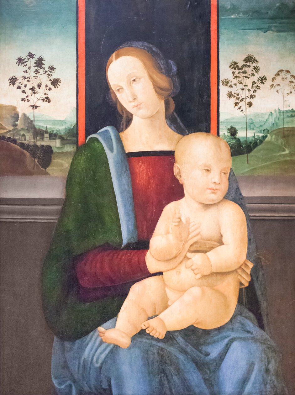 圣母与圣婴（木板油画） 作者 安德里亚·英格尼奥（Andrea Ingegnio）