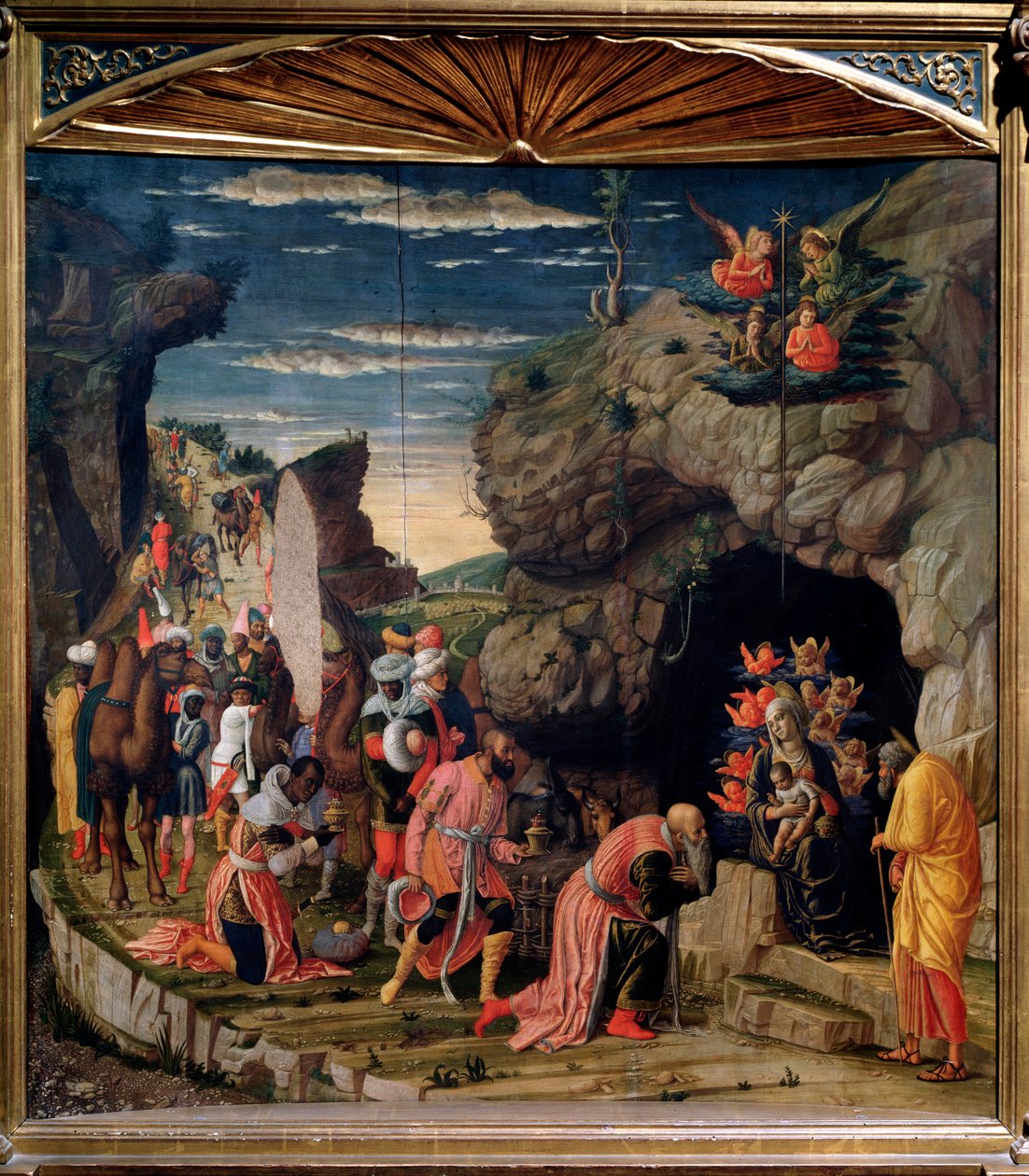 贤士的崇拜 - 中央小组，c。 1462 作者 安德里亚·曼特尼亚（Andrea Mantegna）