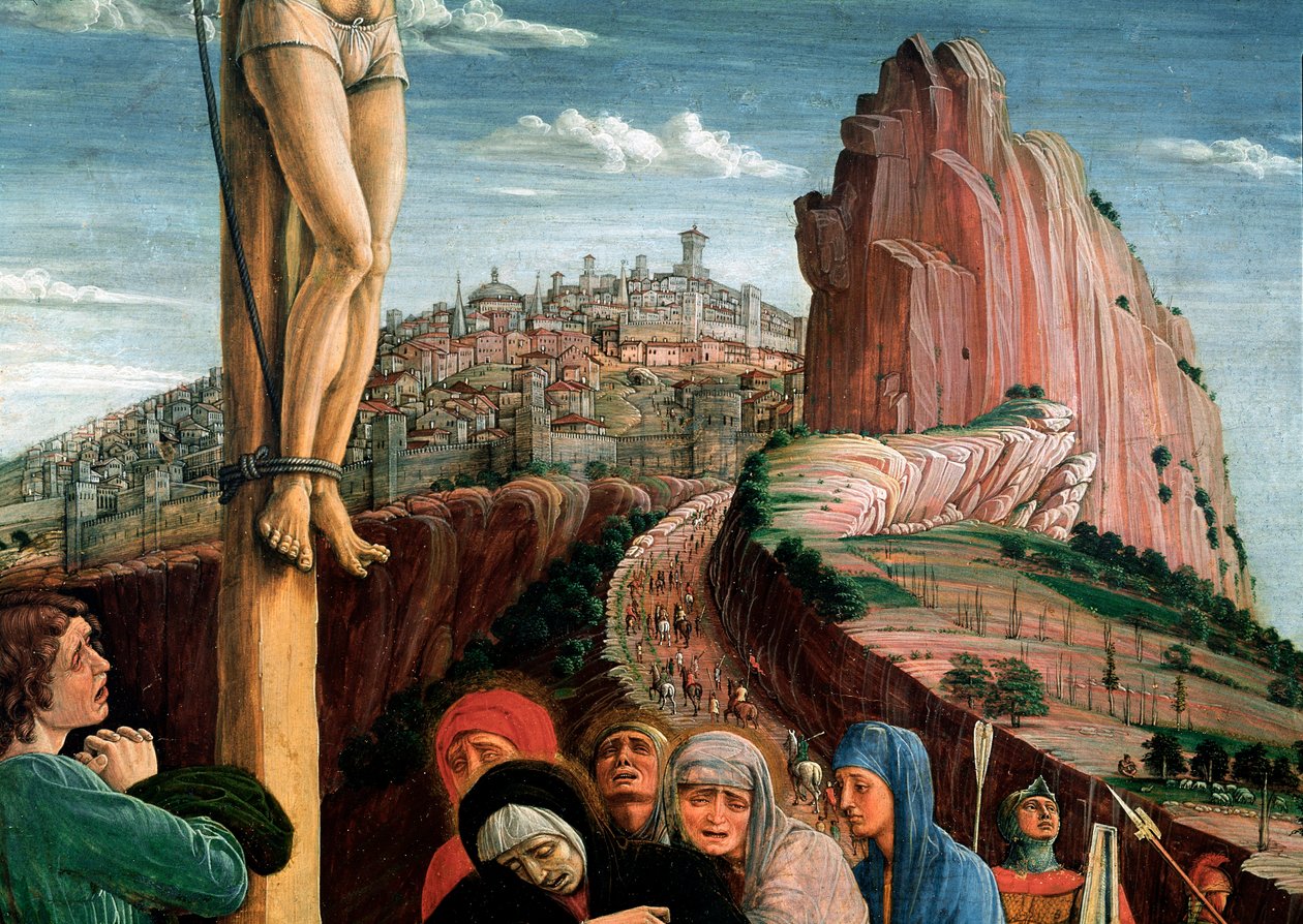 圣芝诺祭坛画：受难。 细节。 画布上的蛋彩画 by Andrea Mantegna (1431-1506) 1459-1460 巴黎，卢浮宫 作者 安德里亚·曼特尼亚（Andrea Mantegna）