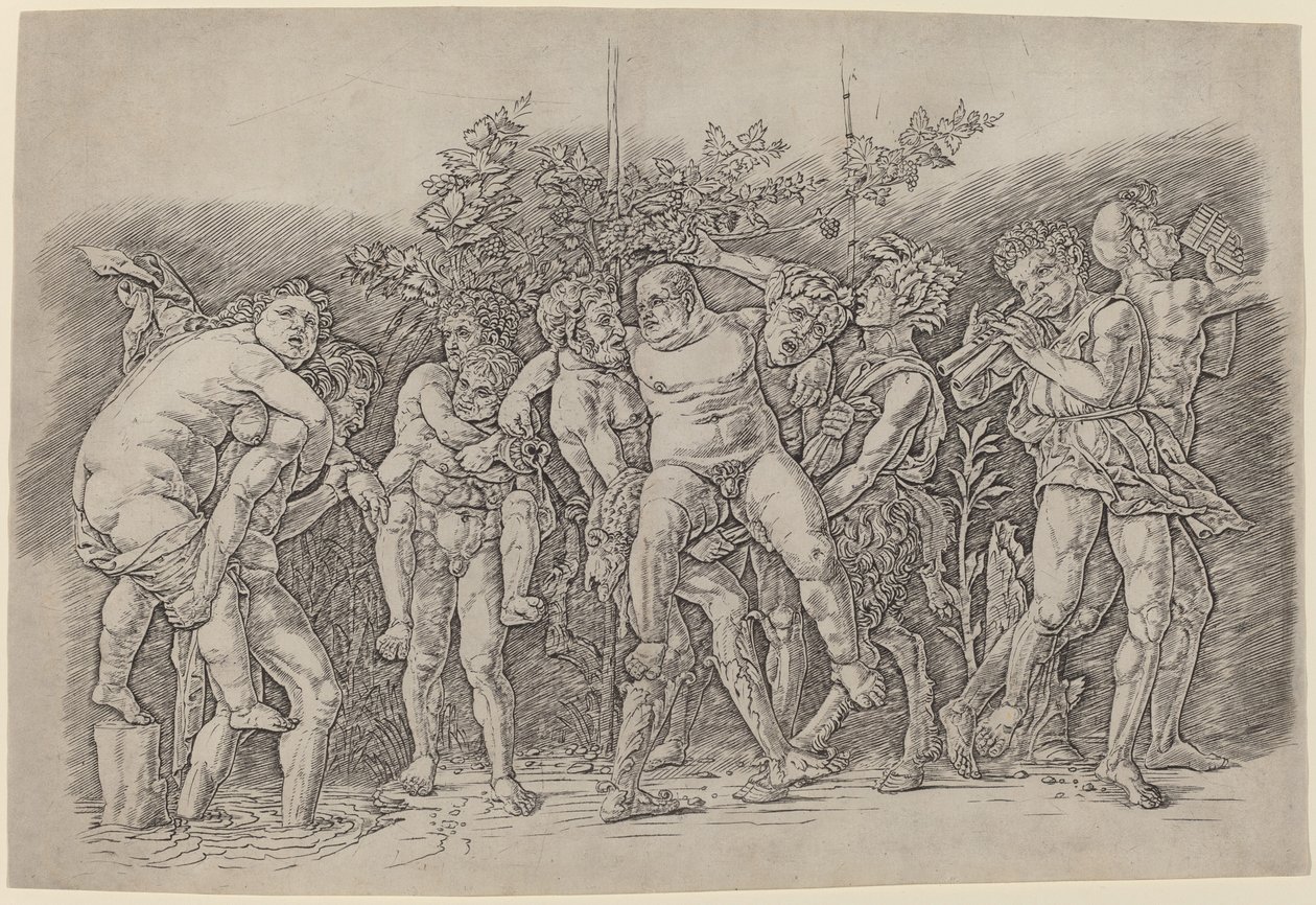 与西勒努斯一起的巴卡迪纳音乐会 作者 安德里亚·曼特尼亚（Andrea Mantegna）