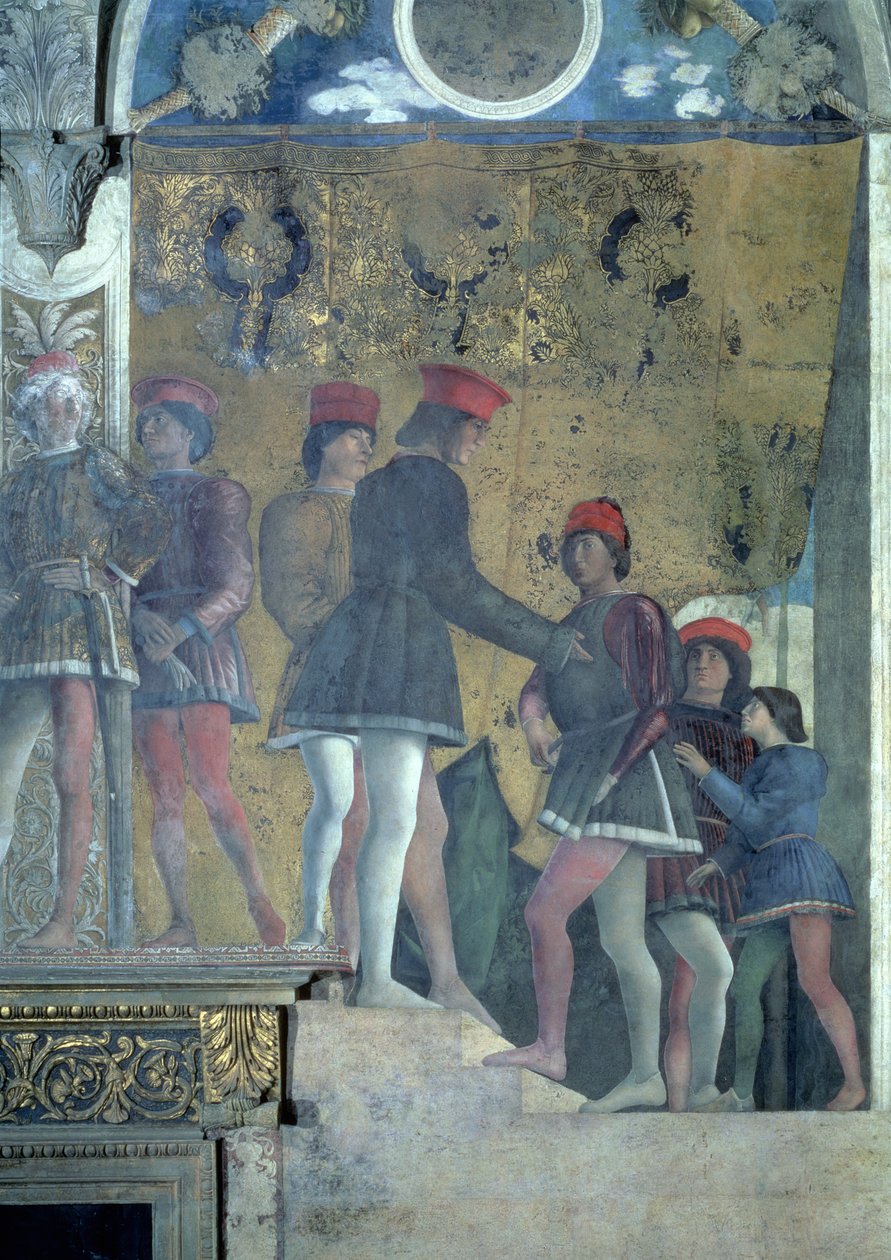 来自曼图亚Marchese Ludovico Gonzaga III法院的Courtiers，来自Camera degli Sposi或Camera Picta，1465-74壁画细节78449 作者 安德里亚·曼特尼亚（Andrea Mantegna）