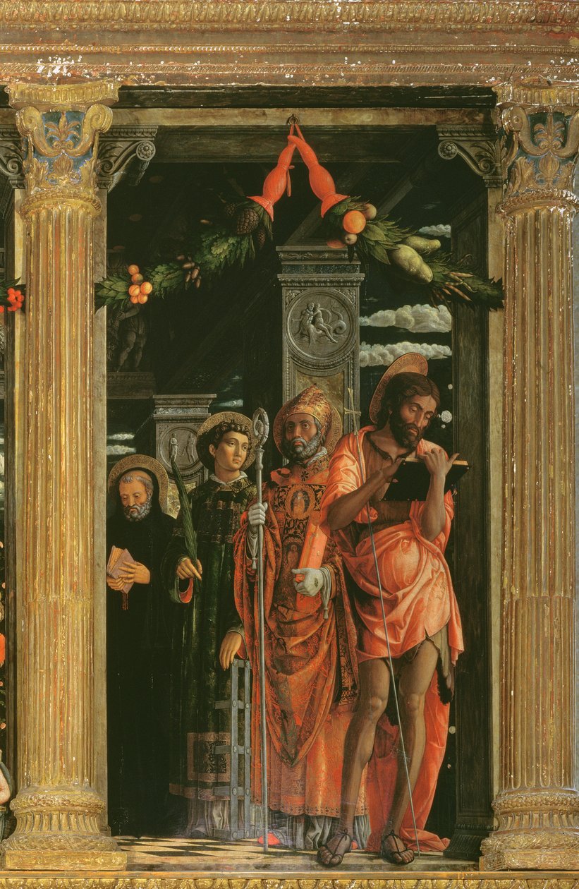 圣芝诺祭坛细节，1456-60 作者 安德里亚·曼特尼亚（Andrea Mantegna）