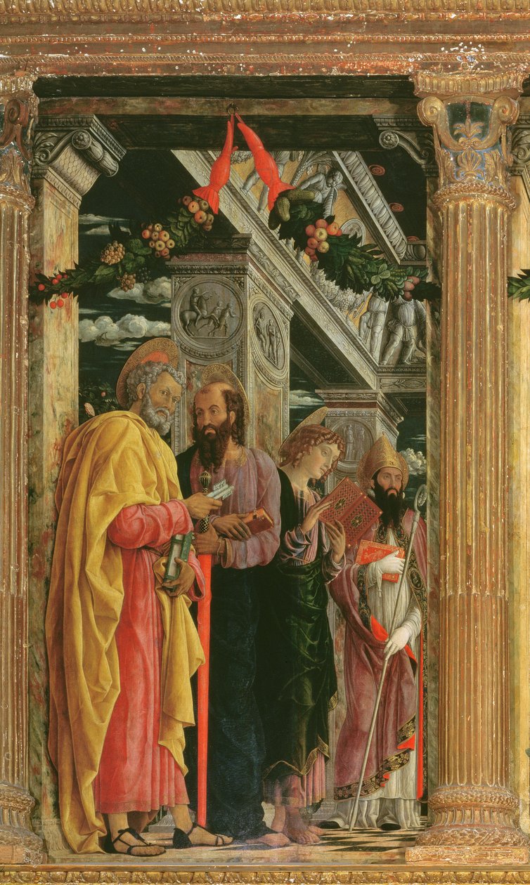 圣芝诺祭坛细节，1456-60 作者 安德里亚·曼特尼亚（Andrea Mantegna）