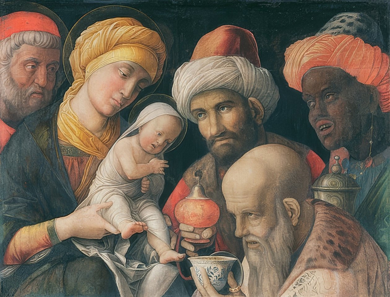 国王的崇拜。约于1495-1505年 作者 安德里亚·曼特尼亚（Andrea Mantegna）