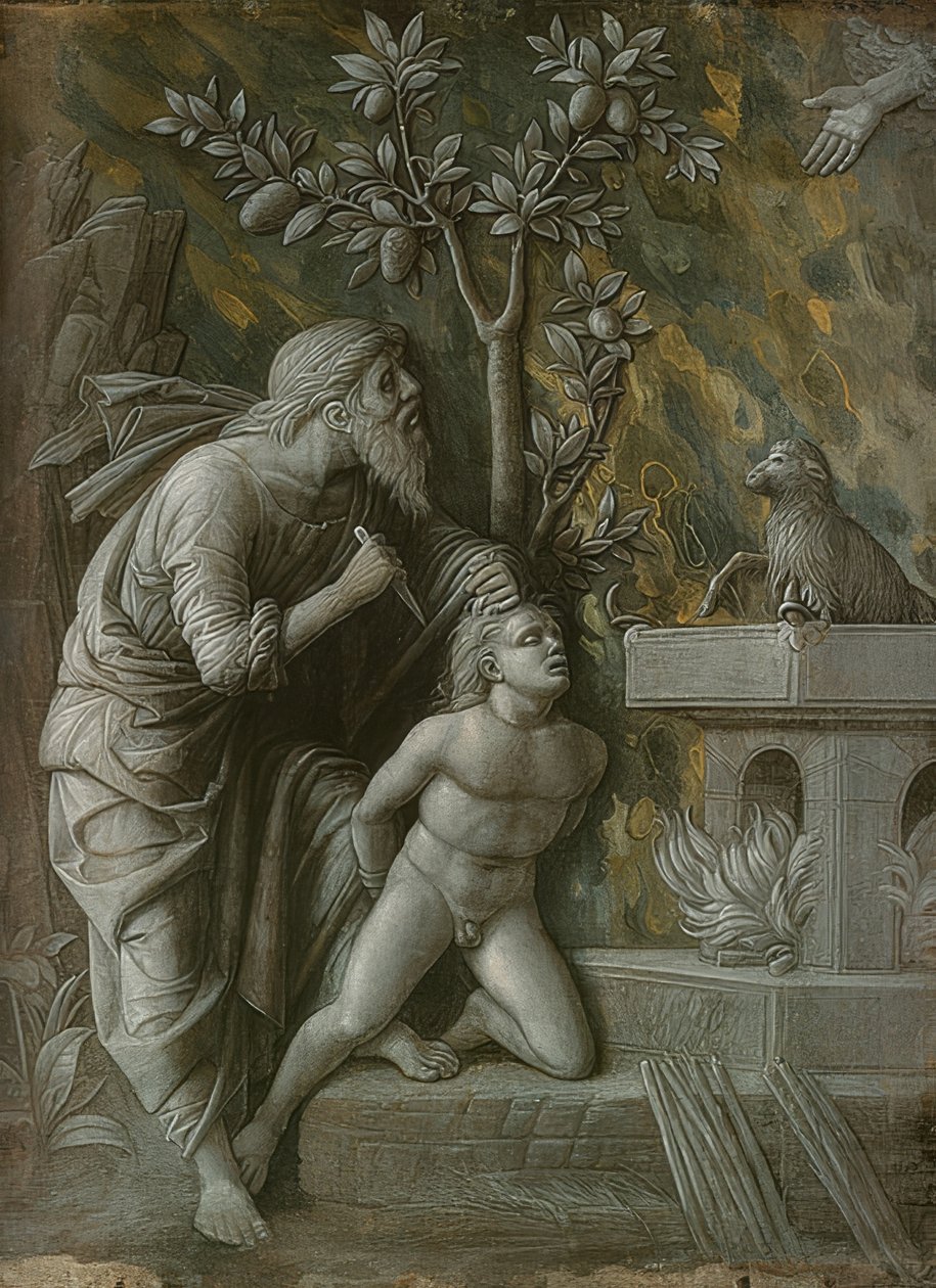 以撒的牺牲。约于1490-95年 作者 安德里亚·曼特尼亚（Andrea Mantegna）