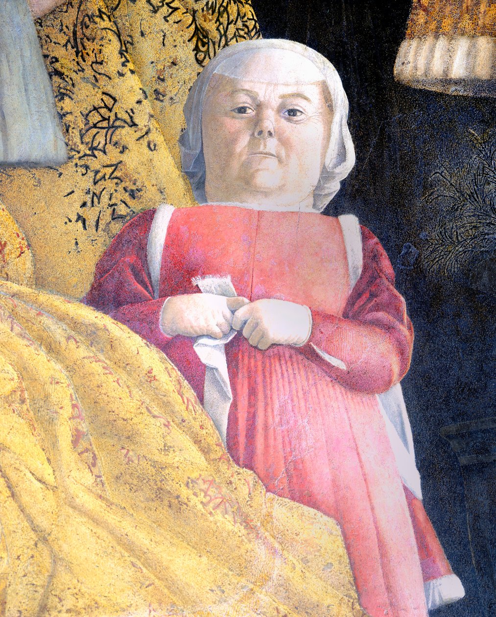 法庭的矮人，法庭墙的细节 作者 安德里亚·曼特尼亚（Andrea Mantegna）