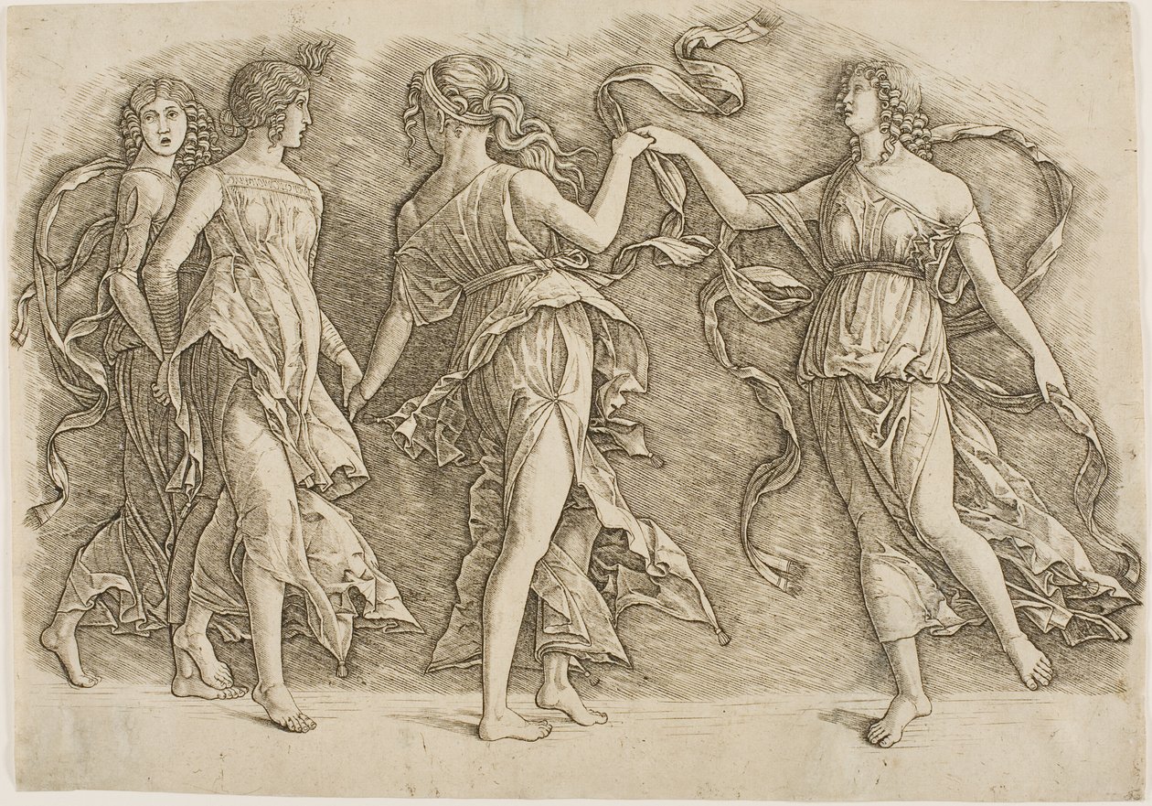 四个女人在跳舞 作者 安德里亚·曼特尼亚（Andrea Mantegna）
