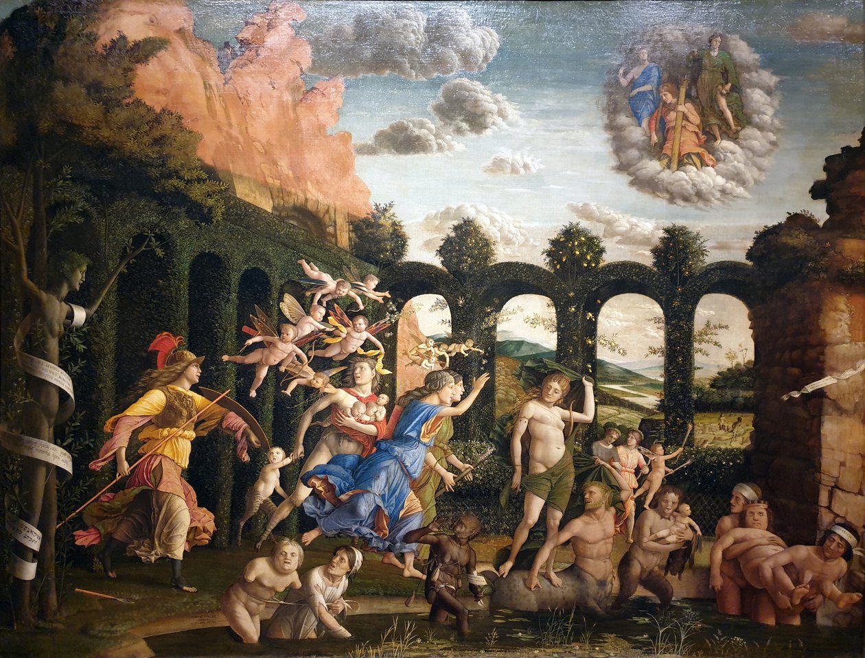 德语: Der Sieg der Tugend Minerva 将恶习逐出美德花园 作者 安德里亚·曼特尼亚（Andrea Mantegna）