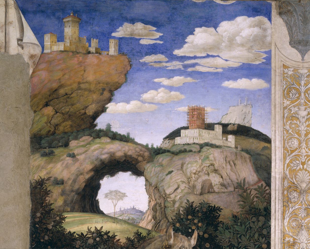 景观与城堡，从相机degli Sposi或相机Picta，1465-74（壁画） 作者 安德里亚·曼特尼亚（Andrea Mantegna）