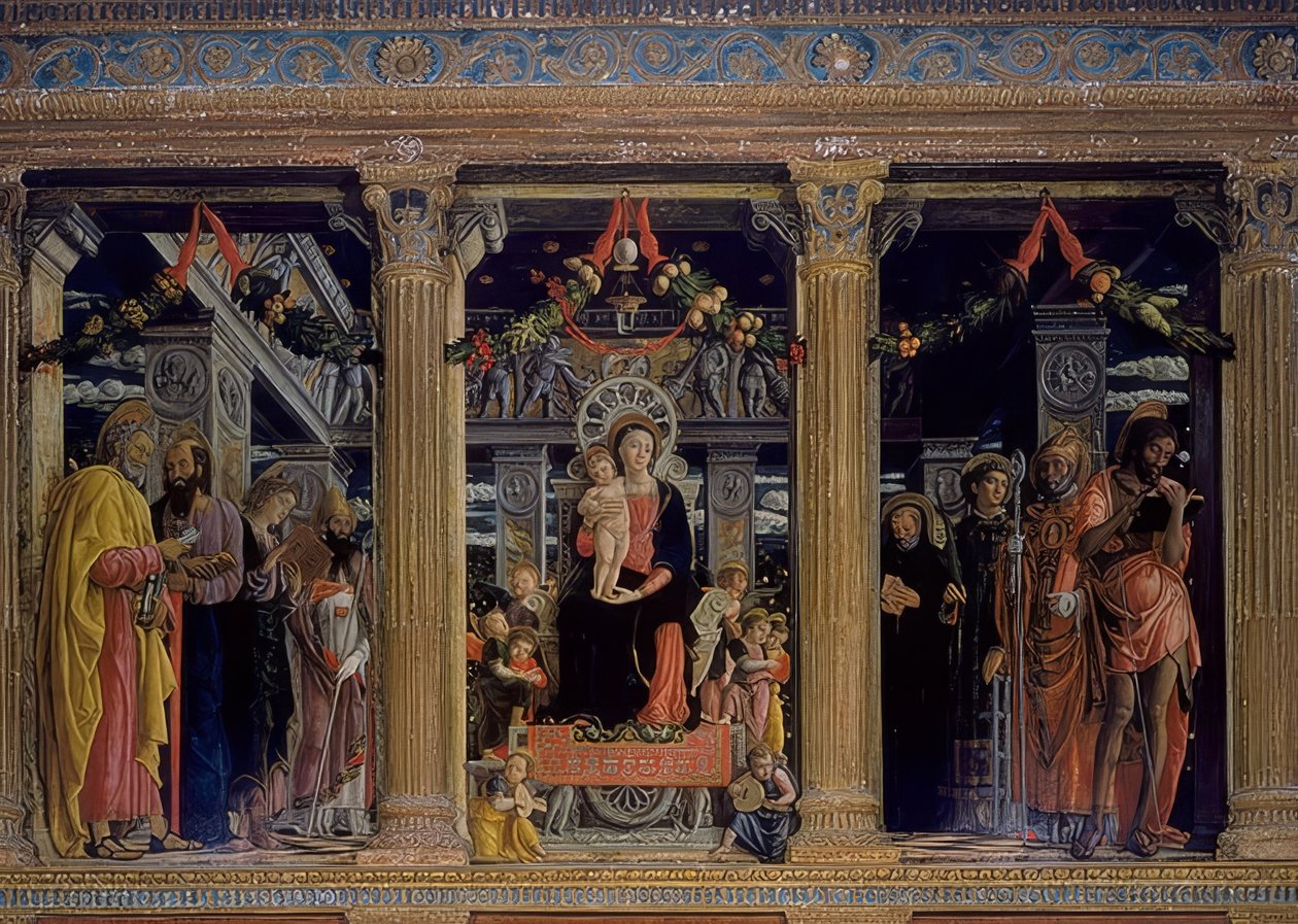 圣泽诺祭坛。 1457-1460 作者 安德里亚·曼特尼亚（Andrea Mantegna）