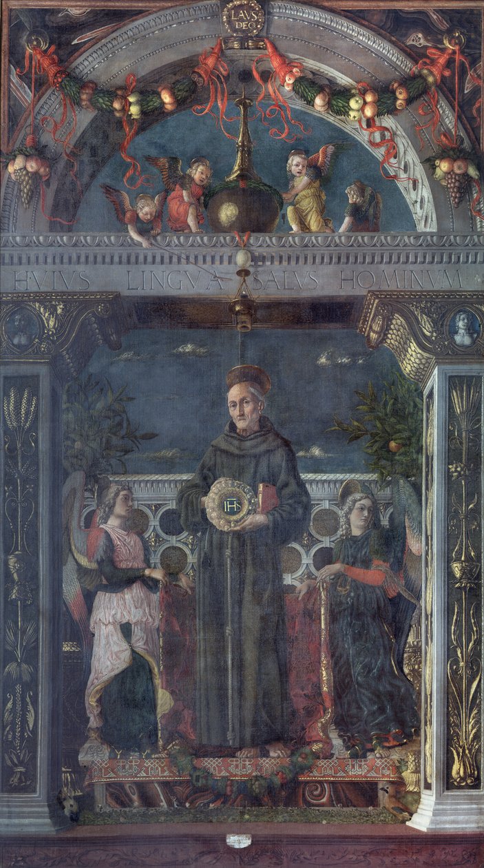 锡耶纳的圣贝纳迪诺与天使 作者 安德里亚·曼特尼亚（Andrea Mantegna）