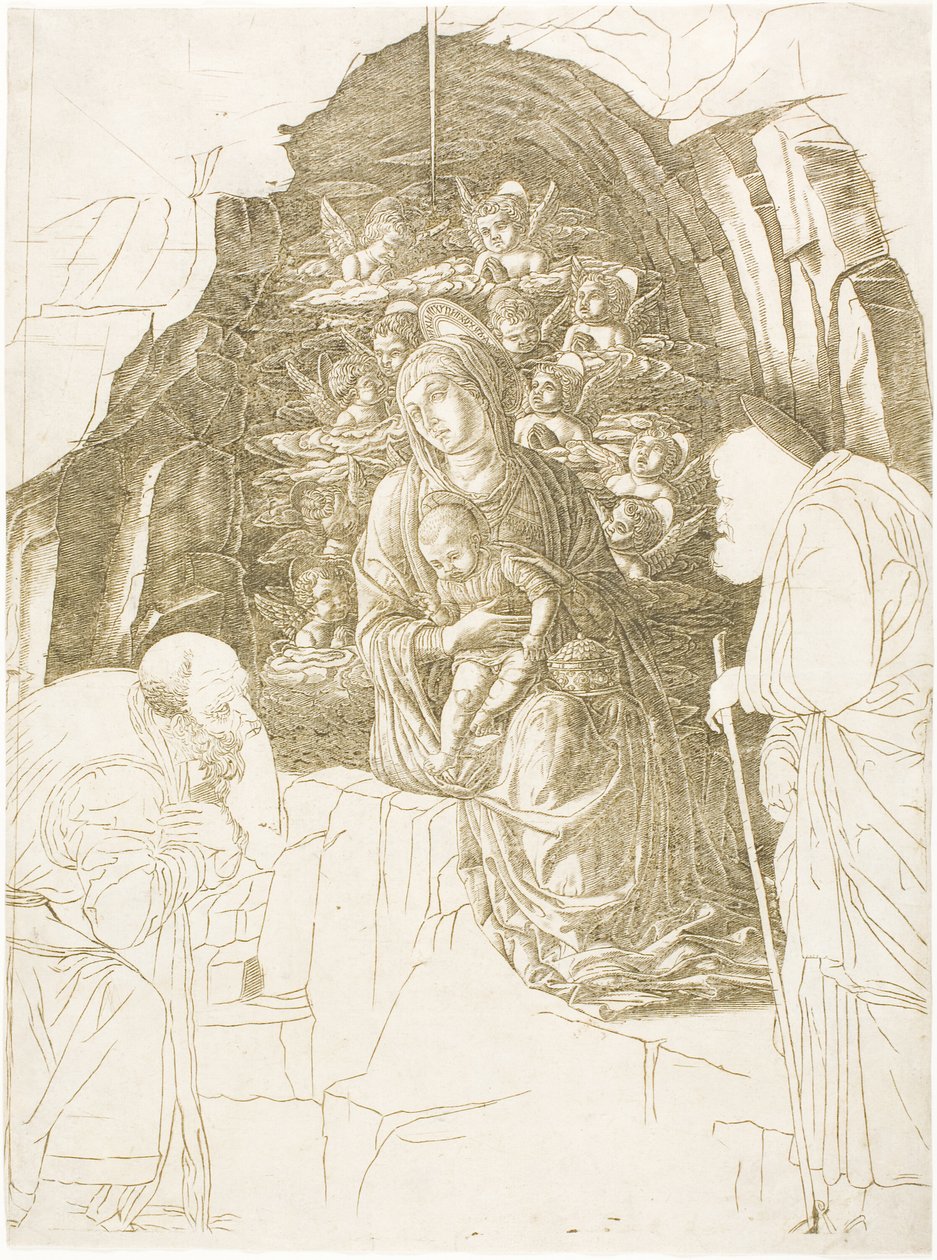 玛吉的崇拜（石窟圣母） 作者 安德里亚·曼特尼亚（Andrea Mantegna）