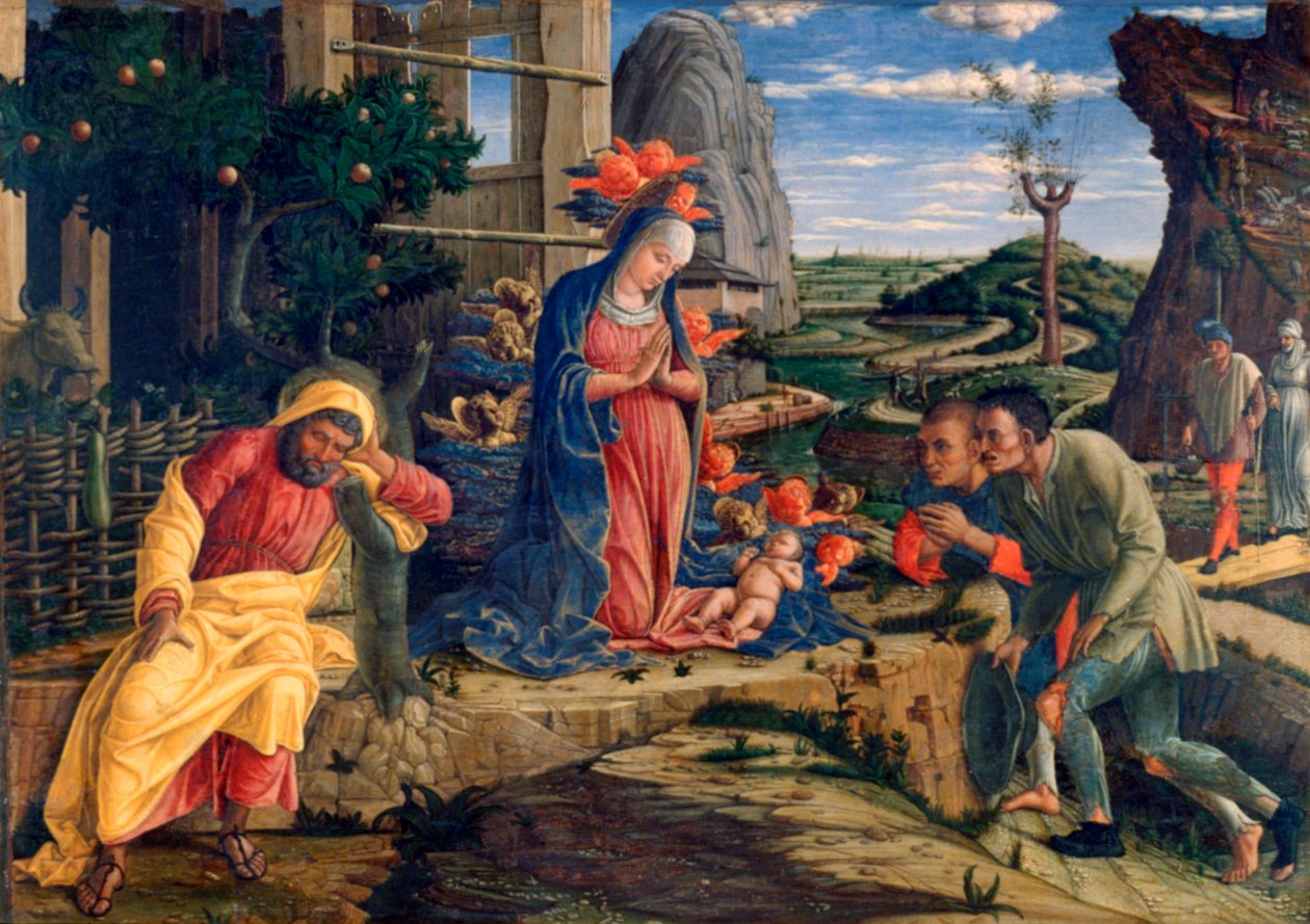 牧羊人的崇拜，c1450 作者 安德里亚·曼特尼亚（Andrea Mantegna）