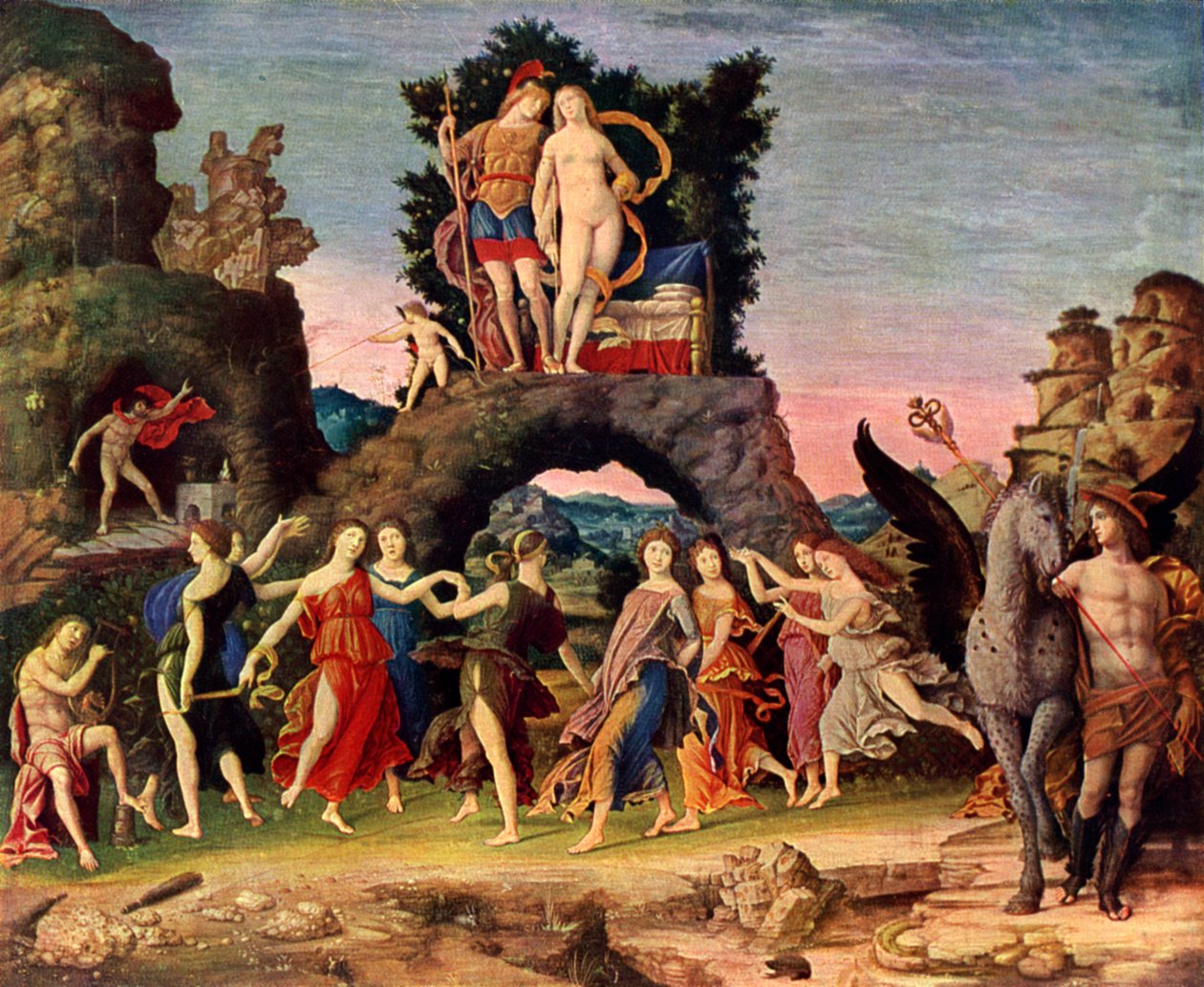帕纳苏斯：火星和金星，1497年，1929年 作者 安德里亚·曼特尼亚（Andrea Mantegna）