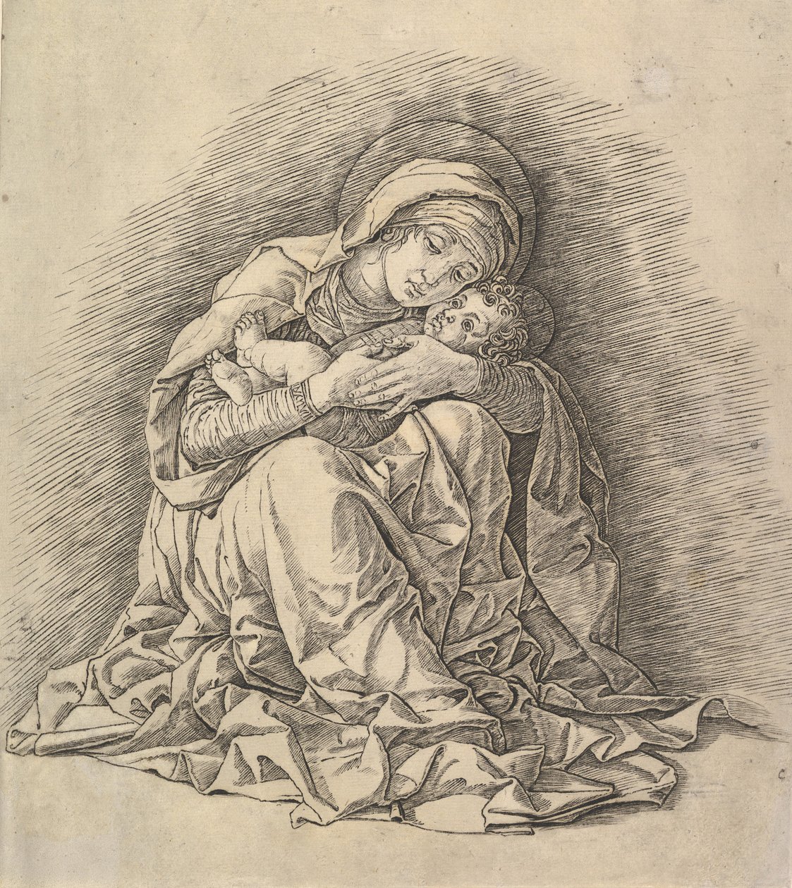 圣母子，约。 1485-91。 作者 安德里亚·曼特尼亚（Andrea Mantegna）
