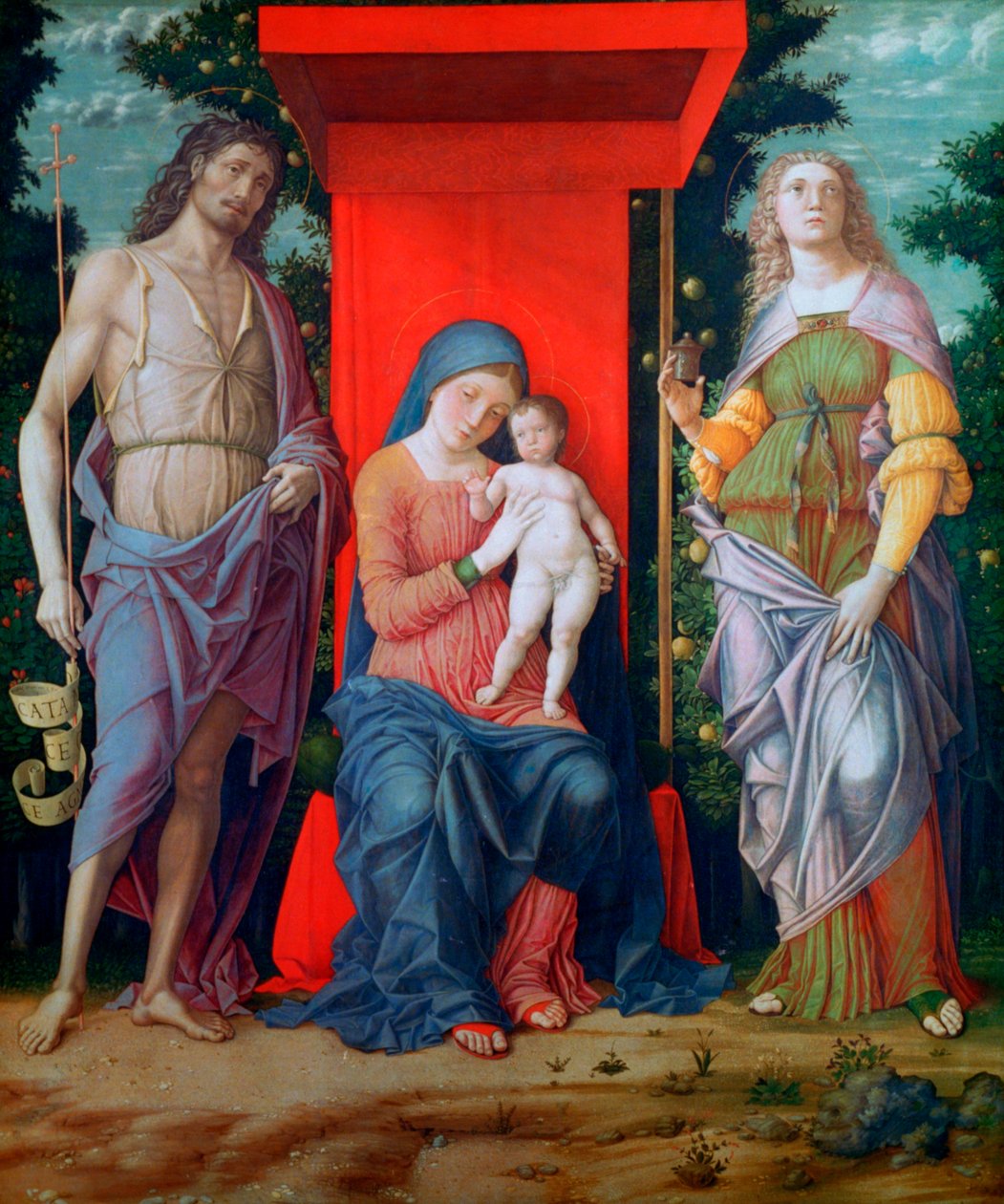 圣母子与圣徒，c1490-1505 作者 安德里亚·曼特尼亚（Andrea Mantegna）