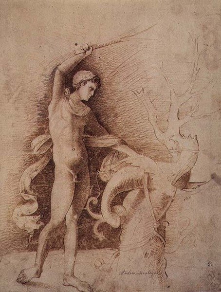 年轻人与龙搏斗 作者 安德里亚·曼特尼亚（Andrea Mantegna）