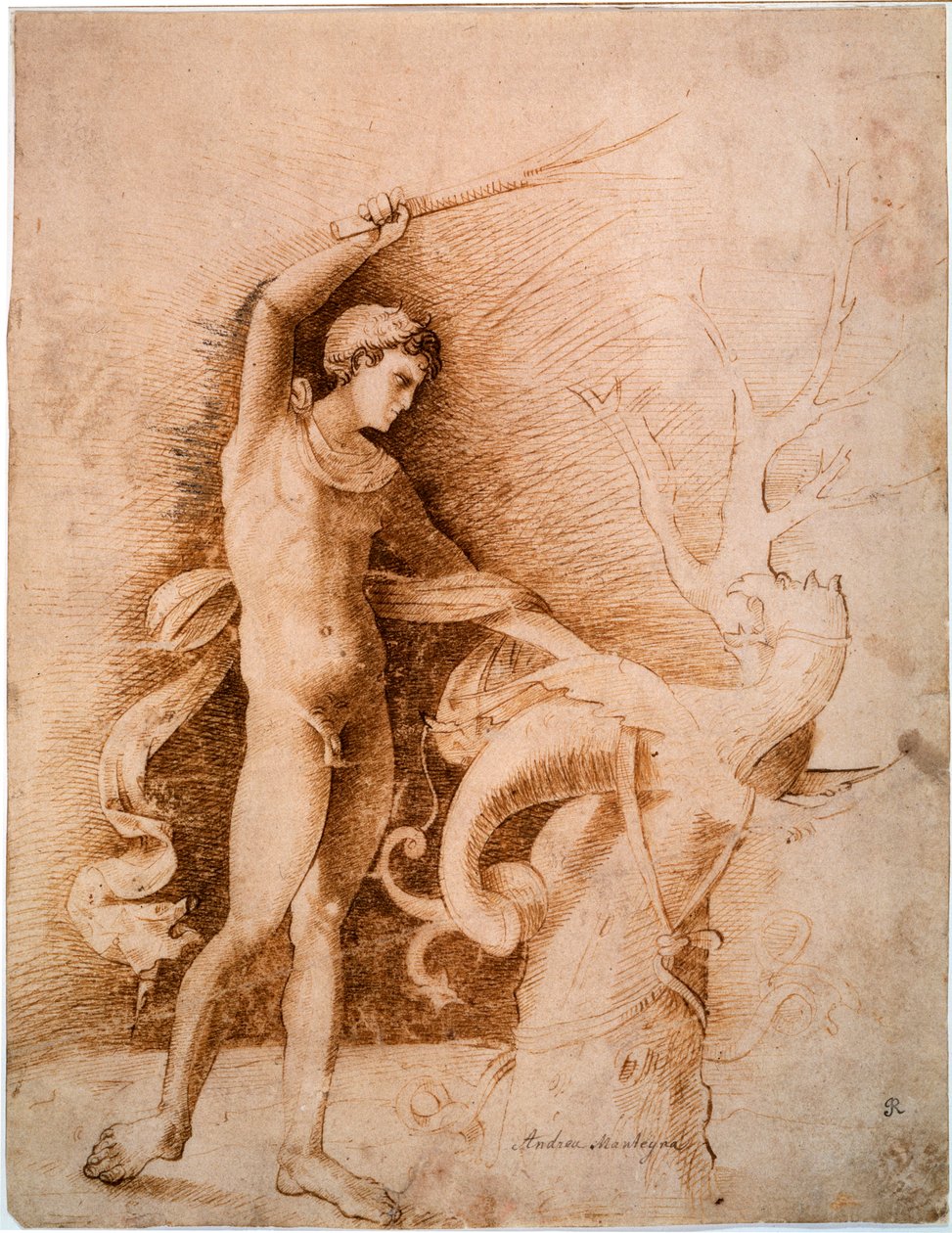 15世纪晚期，与龙作战的年轻人 作者 安德里亚·曼特尼亚（Andrea Mantegna）