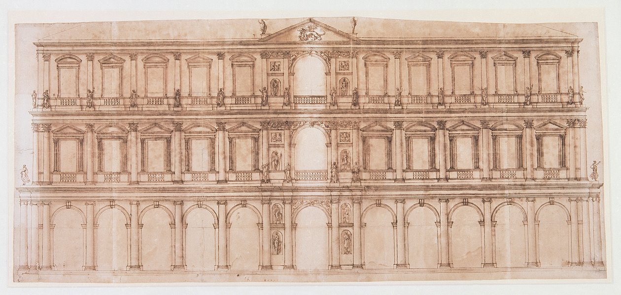 威尼斯总督府（纸上钢笔和墨水 作者 安德里亚·帕拉迪奥（Andrea Palladio）