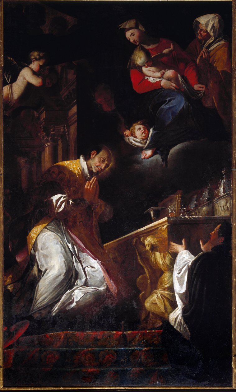 San Francesco Borgia (Saint Francois Borgia) (1510-1572) 的代表 Andrea Pozzo (1642-1709) Genes, Church of Santi Andrea e Ambrogio 的耶稣会士和西班牙圣人绘画 作者 安德烈波佐