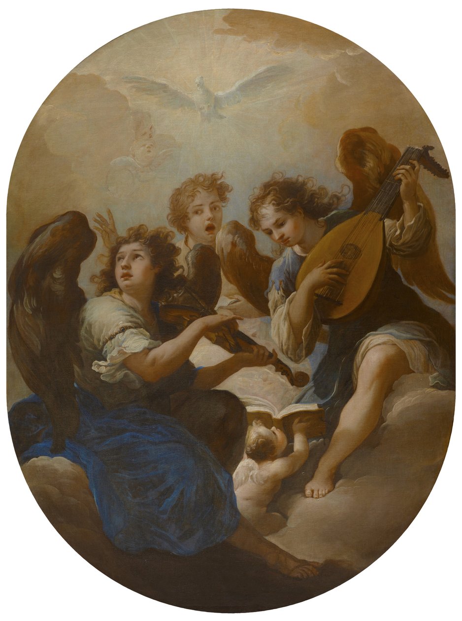 三位音乐制作天使，1720年之前 作者 安德里亚·普罗卡西尼（Andrea Procaccini）