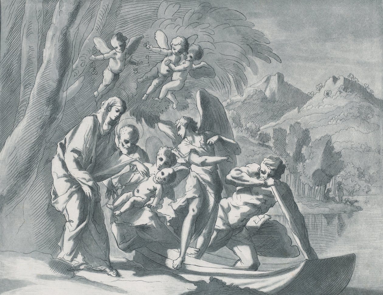 其余的关于逃往埃及，1740-71年。 作者 安德里亚·斯卡恰蒂（Andrea Scacciati）
