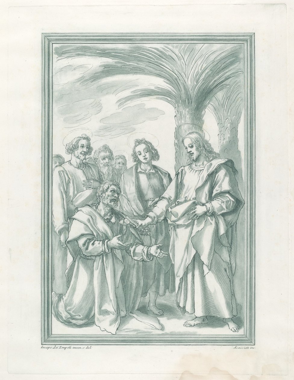 基督将钥匙交给圣彼得 作者 Jacopo Chimenti之后的Andrea Scacciati