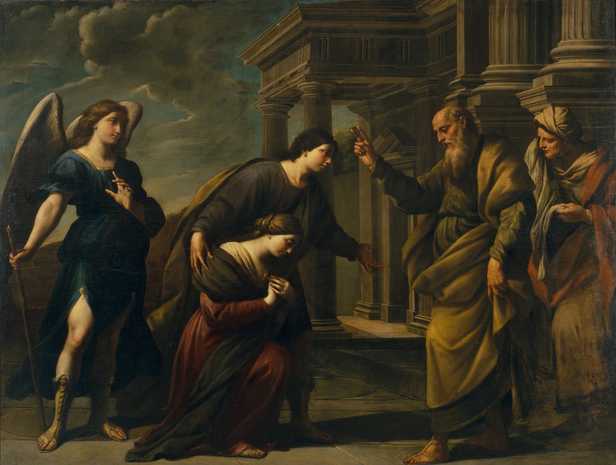 Raguels祝福她的女儿Sarah，然后与Tobias离开Ecbatana，c。 1640 作者 安德里亚·瓦卡罗（Andrea Vaccaro）