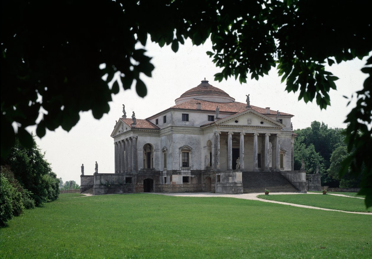 由意大利建筑师 Andrea Palladio (1508-1580) 于 1567-1570 年建造并由 Vincenzo Scamozzi (1552-1616) 于 1591 年完成的被称为 Rotonda 的 Almerico-Capra 别墅景观，意大利维琴察（Almerico Capra 别墅景观） 或 Andrea Pa 的 La rotonda 作者 安德里亚和斯卡莫齐文森佐帕拉迪奥