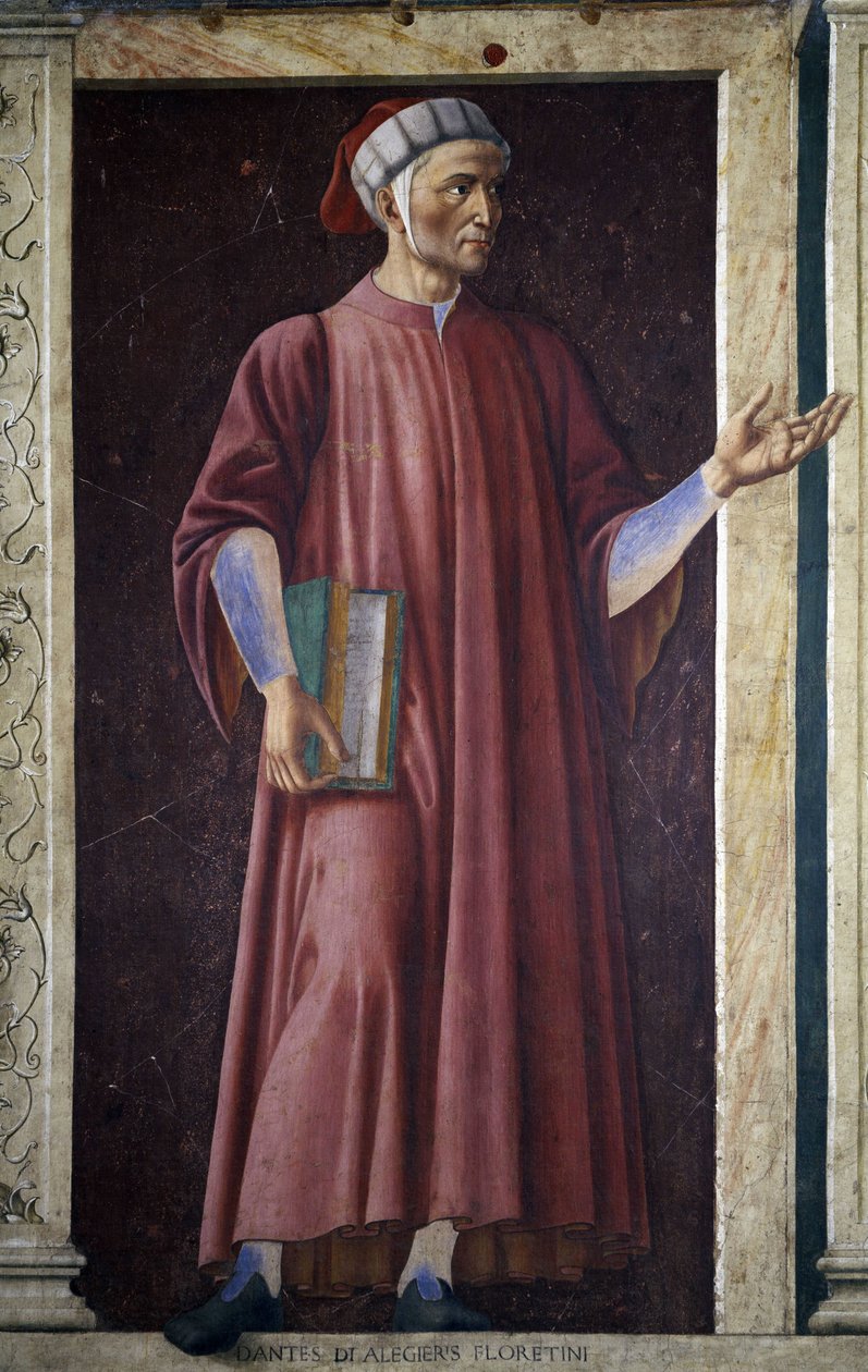 Dante Alghieri from the Villa Carducci series of famous men and women, c.1450 (fresco laid on canvas) 作者 安德里亚·德尔·卡斯塔尼奥