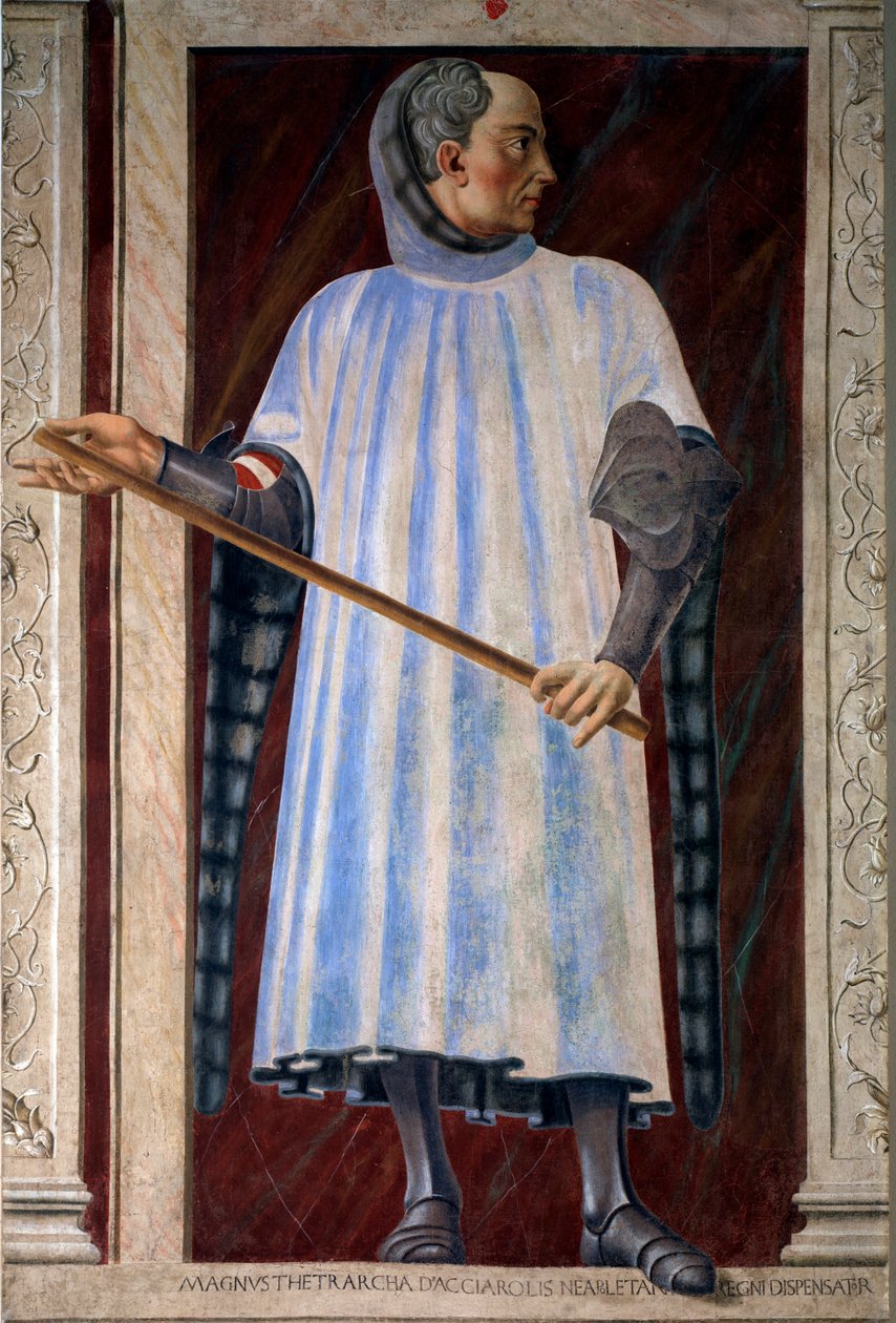 Niccolo Acciaiuoli 的肖像，那不勒斯的大主教（壁画） 作者 安德里亚·德尔·卡斯塔尼奥