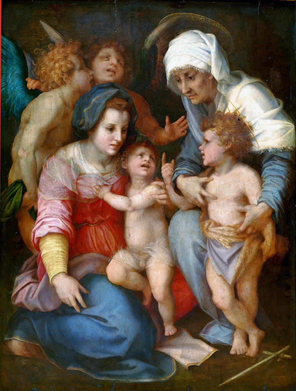 麦当娜和孩子与圣伊丽莎白、圣约翰和两个天使 Andrea del Sarto (1486-1530) 1515-1516 年在木头上作画。 141x106 厘米巴黎，卢浮宫 作者 安德里亚·德尔·萨托（Andrea del Sarto）