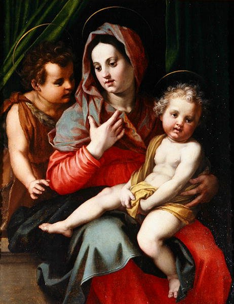圣母玛利亚和圣约翰的孩子（板面油画 作者 安德里亚·德尔·萨托（Andrea del Sarto）