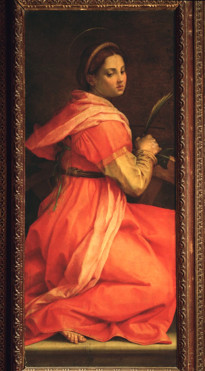 亚历山大的圣凯瑟琳，圣艾格尼丝祭坛画（绘画，1525-1528）。 作者 安德里亚·德尔·萨托（Andrea del Sarto）