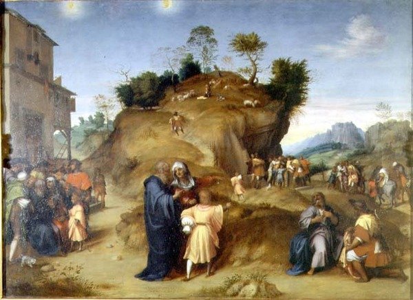 圣约瑟夫的婴儿期场景（板画油画） 作者 安德里亚·德尔·萨托（Andrea del Sarto）