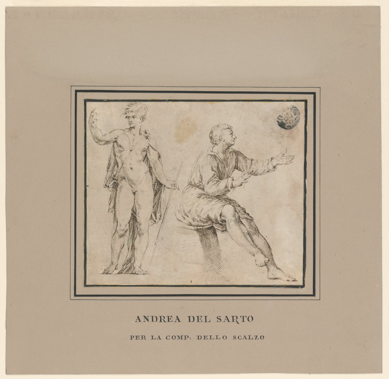 古典姿势的裸体人物和坐姿人物速写 作者 安德里亚·德尔·萨托（Andrea del Sarto）