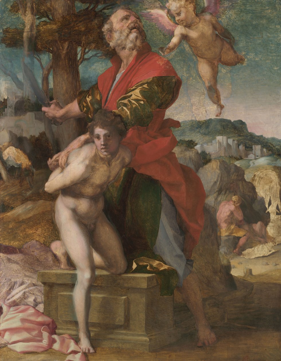 以撒的献祭，约1527年（木头上的油） 作者 安德里亚·德尔·萨托（Andrea del Sarto）