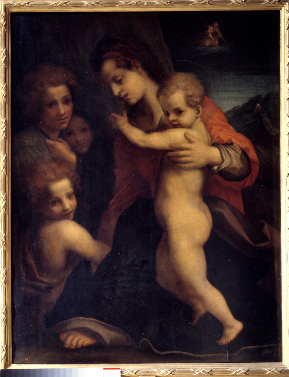 圣母、圣婴耶稣、圣约翰和两个天使 Andrea del Sarto (1486-1531) 16 世纪 Sun 绘画。 1,06x0,79m 马德里，普拉多博物馆 作者 安德里亚·德尔·萨托（Andrea del Sarto）