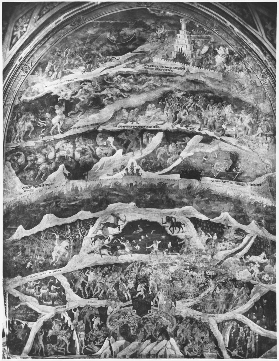 地狱，来自神曲（Inferno）的Dante Alighieri（1265-1321） 作者 安德里亚·迪·西奥内·奥卡尼亚