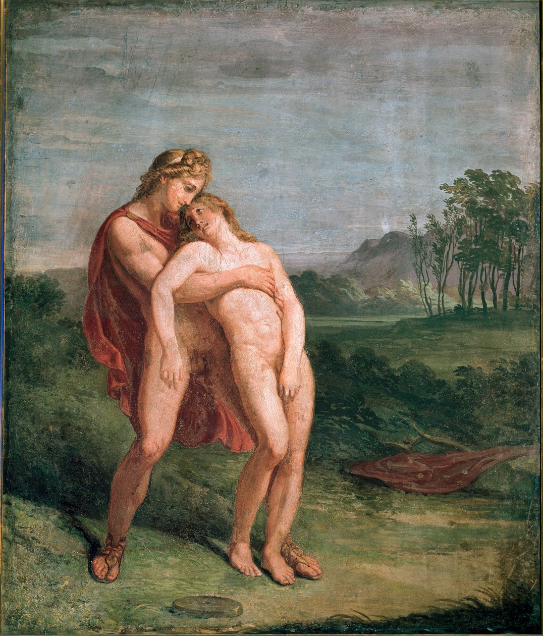 阿波罗和Hyacinthos(Hyacinthe)壁画，安德烈-阿皮亚尼(1754-1817)，尺寸：116x100厘米，米兰，布雷拉绘画馆 作者 安德里亚·阿皮亚尼长老
