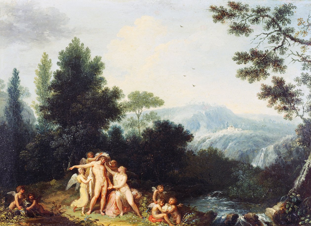 火星和金星，约1801年，安德烈-阿皮亚尼（1754-1817），木板油画，24.5x34.5厘米 作者 安德里亚·阿皮亚尼长老