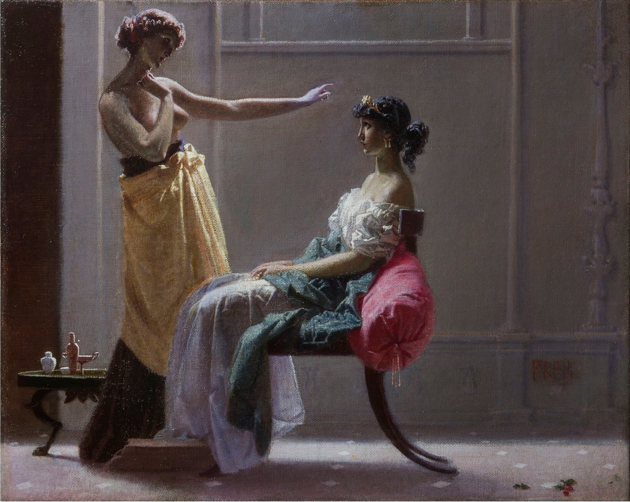 Venus prete sa ceinture a Junon - Venus fastens the girdle for Juno, by Appiani, Andrea (1754-1817). Oil on canvas. Dimension : 102x147 cm. Private Collection 作者 安德里亚·阿皮亚尼长老
