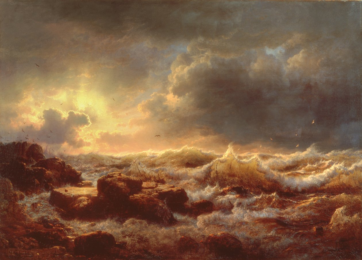 清理 - 西西里海岸，1847年 作者 安德烈亚斯·阿亨巴赫（Andreas Achenbach）