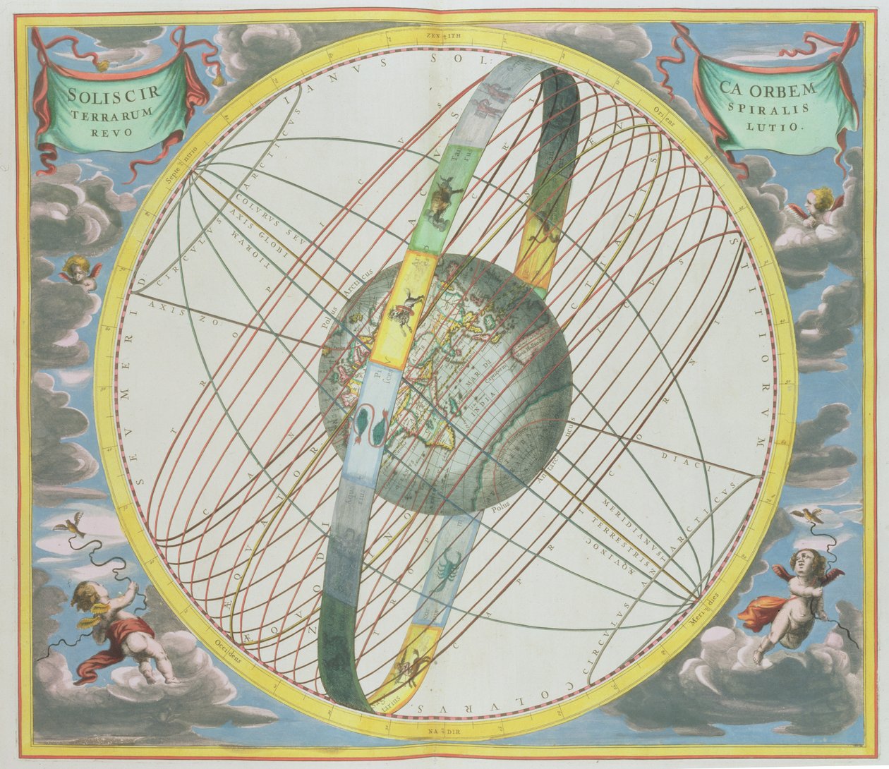 地图绘制地球周围的月球轨道，从&39;天体地图集，或宇宙的和谐&39;（Atlas coelestis seu harmonia macrocosmica）酒吧。作者：Joannes Janssonius，阿姆斯特丹，1660-61 作者 安德鲁·塞拉瑞斯