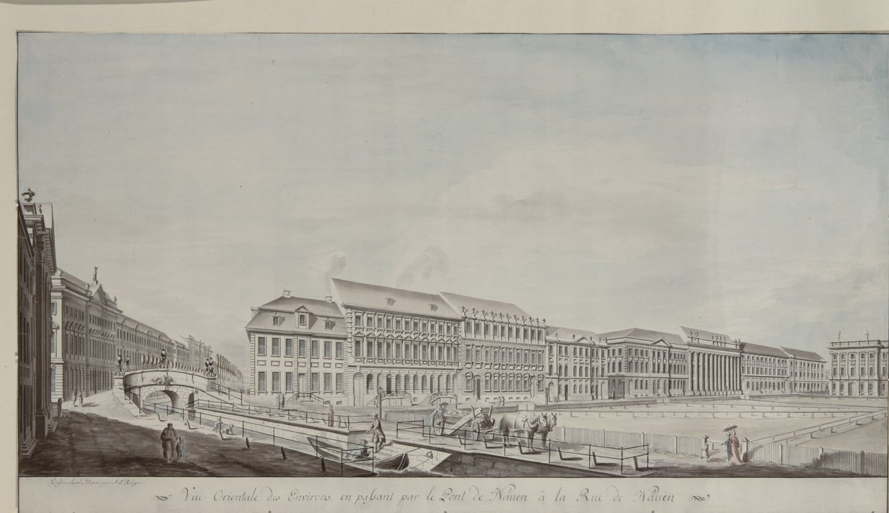 Wilhelmsplatz的西面，c.1773（笔和铅笔在纸上） 作者 安德鲁·路德维希·克鲁格