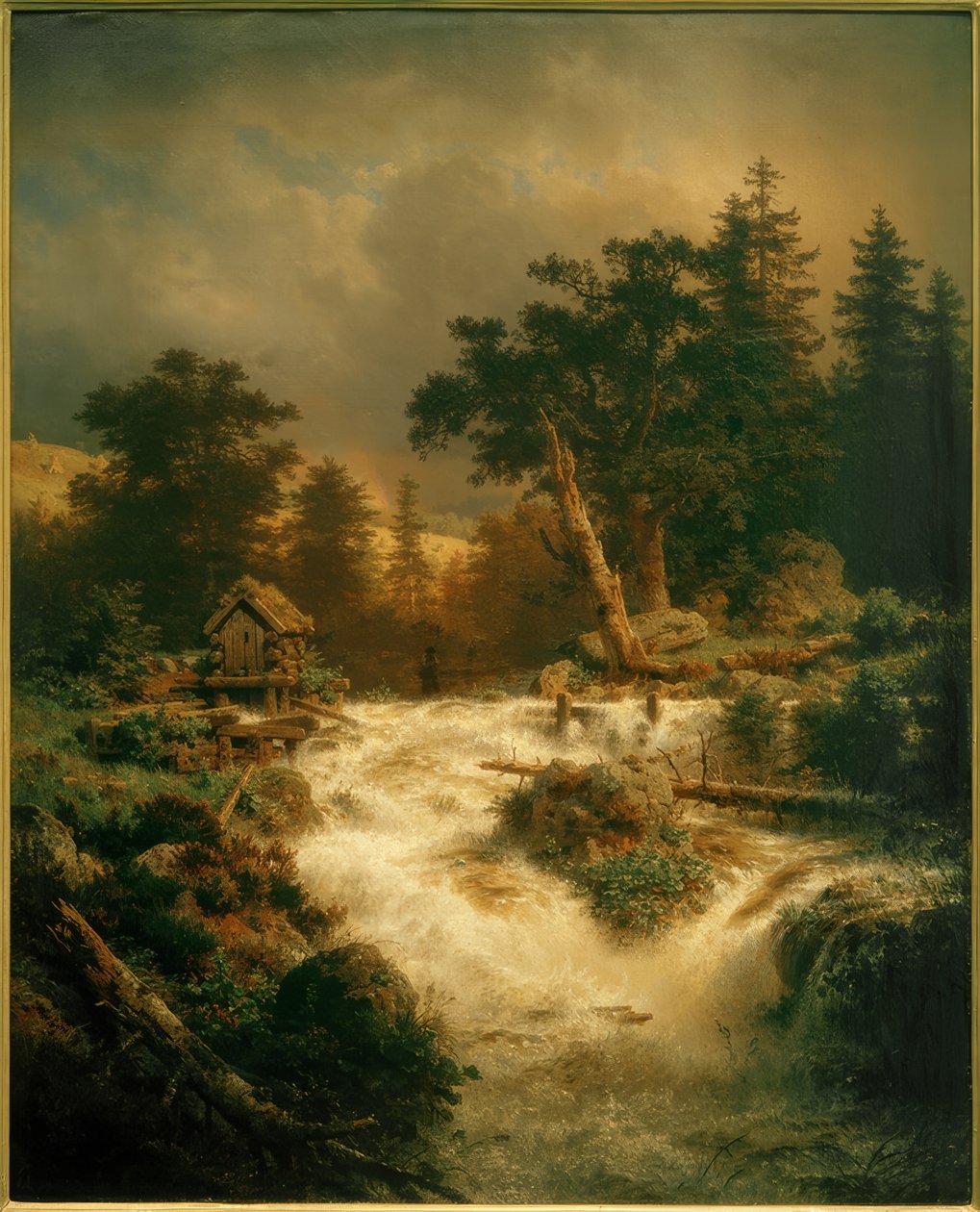 A.Achenbach，北欧瀑布与彩虹 作者 安德烈亚斯·阿亨巴赫（Andreas Achenbach）